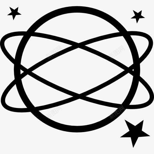 地球符号变异与椭圆和星星图标png_新图网 https://ixintu.com 圆 地球 地球图标 形状 恒星 椭圆 符号 行星