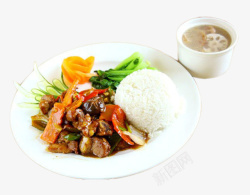 青菜肉饭汤莲藕汤和排骨饭高清图片