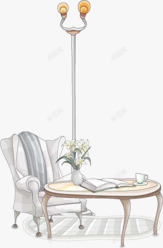 手绘桌椅png免抠素材_新图网 https://ixintu.com 手绘 桌椅 海报 白色 背景