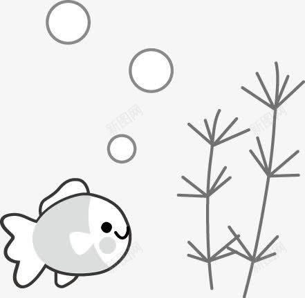 手绘卡通在水底的小鱼png免抠素材_新图网 https://ixintu.com 卡通 水底