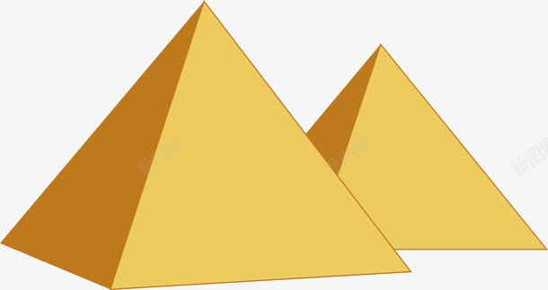 双金字塔装饰png免抠素材_新图网 https://ixintu.com 双金字塔 装饰 金色