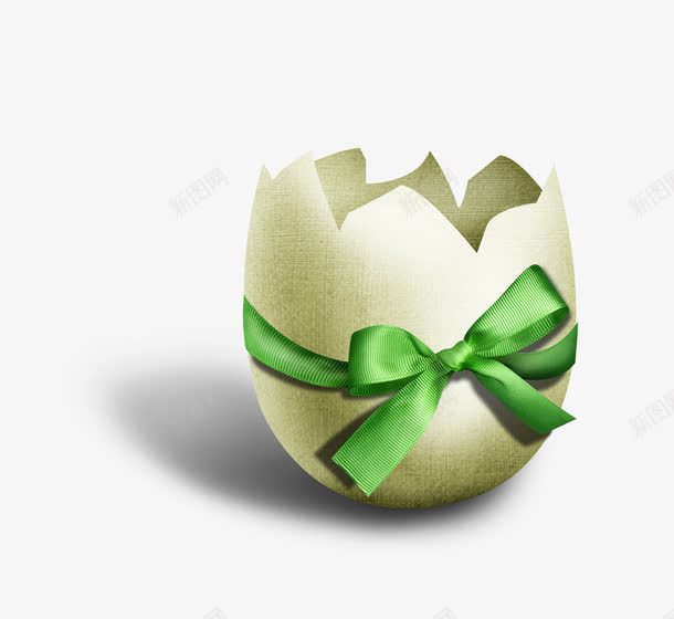 绿色彩带蛋壳png免抠素材_新图网 https://ixintu.com 残破蛋壳 绿色彩带 蛋壳