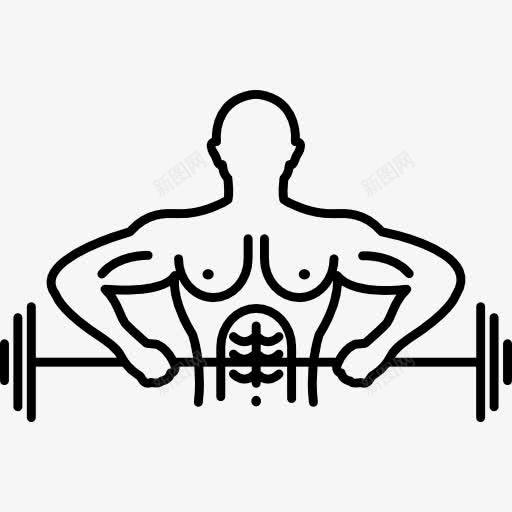 男子举重的轮廓带着一个巨大的哑铃图标png_新图网 https://ixintu.com weighlift 举重 举重运动员 人 哑铃 男 男人