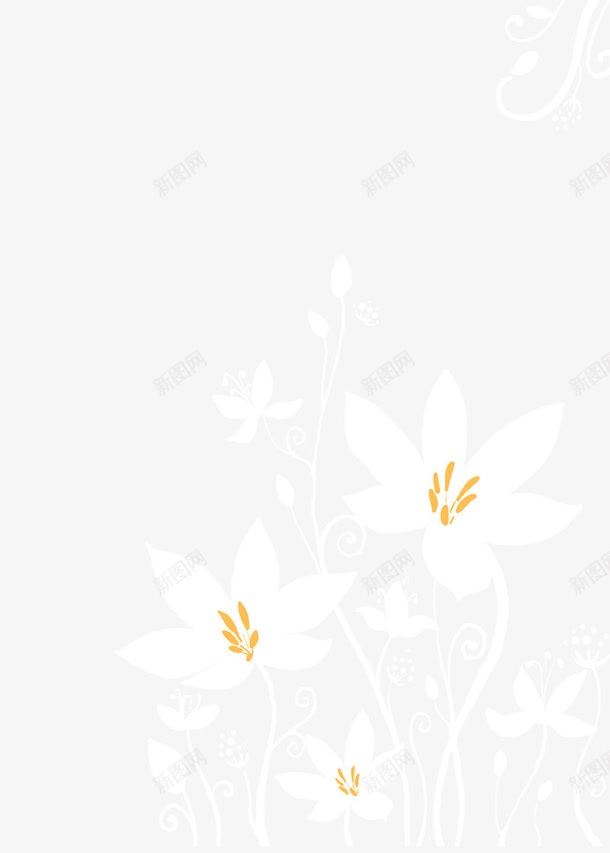 白色的花png免抠素材_新图网 https://ixintu.com 底纹花 抽象的花 白色的花