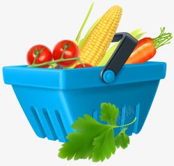矢量玉米放在塑料篮子的蔬菜高清图片