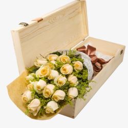 木盒装木盒装香槟玫瑰高清图片