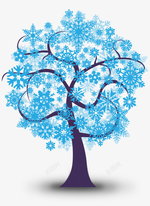 手绘蓝色的创意树png免抠素材_新图网 https://ixintu.com 创意树 手绘树 树 蓝色树 蓝色雪花装饰的树