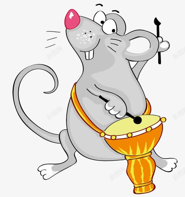 敲鼓的老鼠png免抠素材_新图网 https://ixintu.com 手绘画 敲鼓 矢量装饰 老鼠 装饰