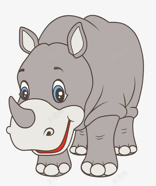 卡通犀牛png免抠素材_新图网 https://ixintu.com 动物犀牛 哺乳动物 犀牛正面 独角犀