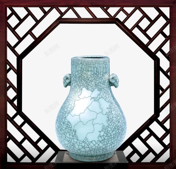 中国风木框蓝色复古花瓶png免抠素材_新图网 https://ixintu.com 中国风 木框 蓝色复古花瓶