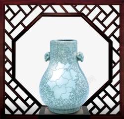 蓝色木框中国风木框蓝色复古花瓶高清图片