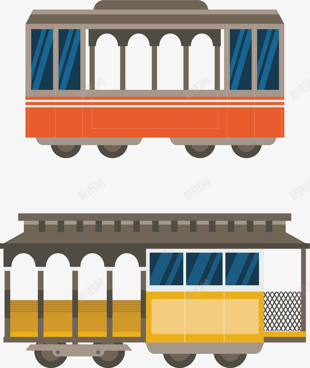 卡通复古电车矢量图ai免抠素材_新图网 https://ixintu.com 卡通 复古 电车 矢量图