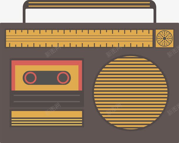 卡通复古收音机png免抠素材_新图网 https://ixintu.com 卡通复古 录音机 收音机 灰色 物件 矢量图案