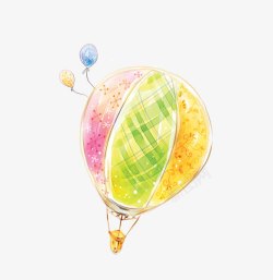 手绘彩色热气球素材