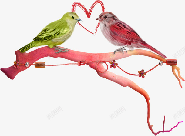 情人节爱心情侣鸟png免抠素材_新图网 https://ixintu.com 对望 情人节情侣鸟对视图案 情人节素材 鸟对视图案
