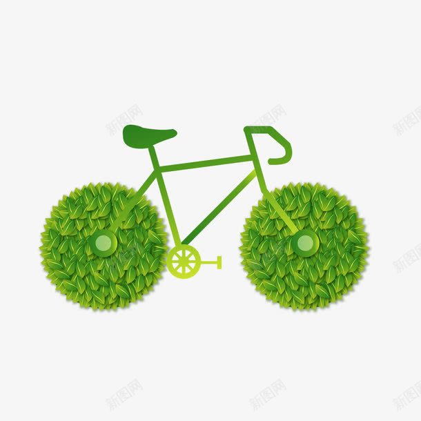 绿色树叶组成的单车png免抠素材_新图网 https://ixintu.com PNG 单车 树叶 绿色