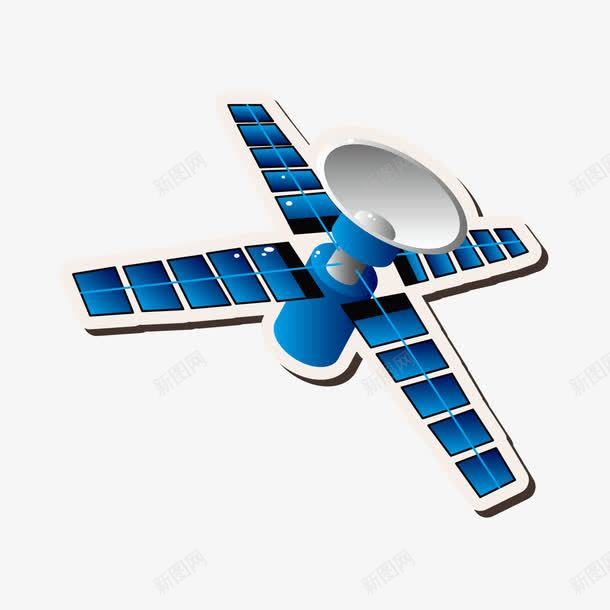 蓝色卫星png免抠素材_新图网 https://ixintu.com 信号 卡通 卫星 发射 圆形 探险 科技 蓝色