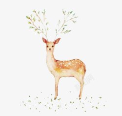 手绘水彩小鹿装饰图案素材