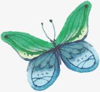 蓝绿色彩色蝴蝶装饰素材