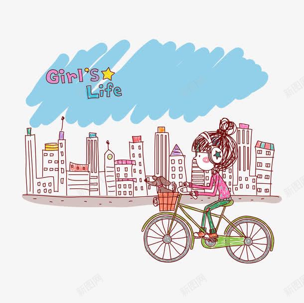 骑单车女孩儿png免抠素材_新图网 https://ixintu.com 单车 可爱 旅行