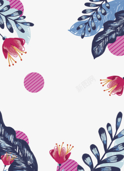 手绘线条花卉装饰背景素材