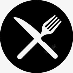 刀和叉交叉的刀和叉在盘子里不吃图标高清图片