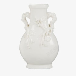 白色古代感花纹的白瓷瓶素材