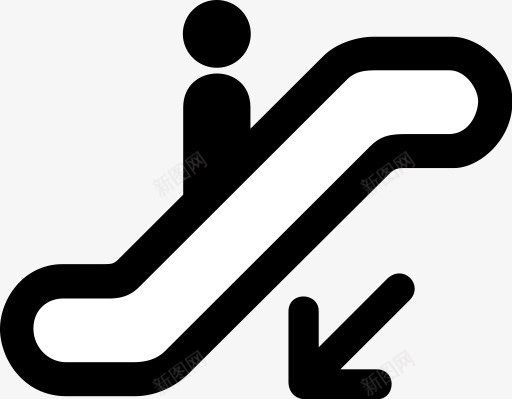 下来自动扶梯AIGA符号标志图标png_新图网 https://ixintu.com Down escalator 下来 手扶梯 自动扶梯