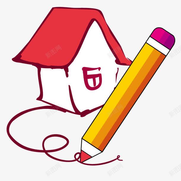 彩绘房屋居住png免抠素材_新图网 https://ixintu.com 创意 小屋铅笔 房子 绘画 艺术