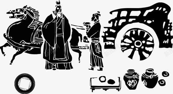 中国古代元素png免抠素材_新图网 https://ixintu.com 中国 古代 版画 黑色
