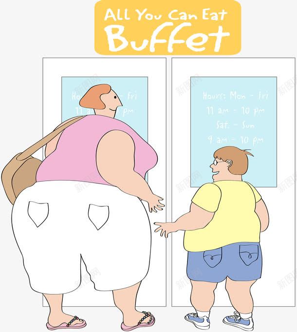 自助餐插画png免抠素材_新图网 https://ixintu.com 插画 肥胖 胖人 自助餐