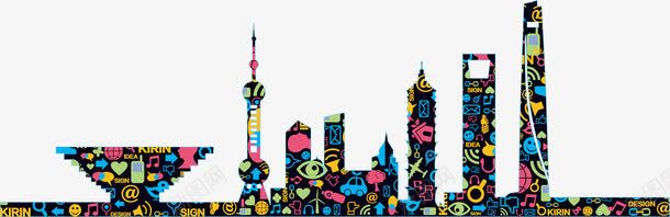上海建筑彩色填充png免抠素材_新图网 https://ixintu.com 上海 城市现代上海 填充 建筑 彩色 素材