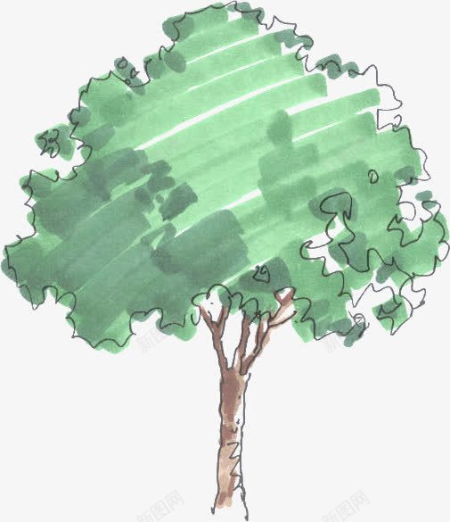 手绘绿色水彩圆形景观树png免抠素材_新图网 https://ixintu.com 圆形 景观 水彩 绿色