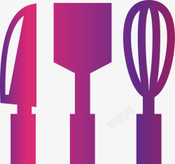 刀叉勺套装彩色刀叉勺图标高清图片