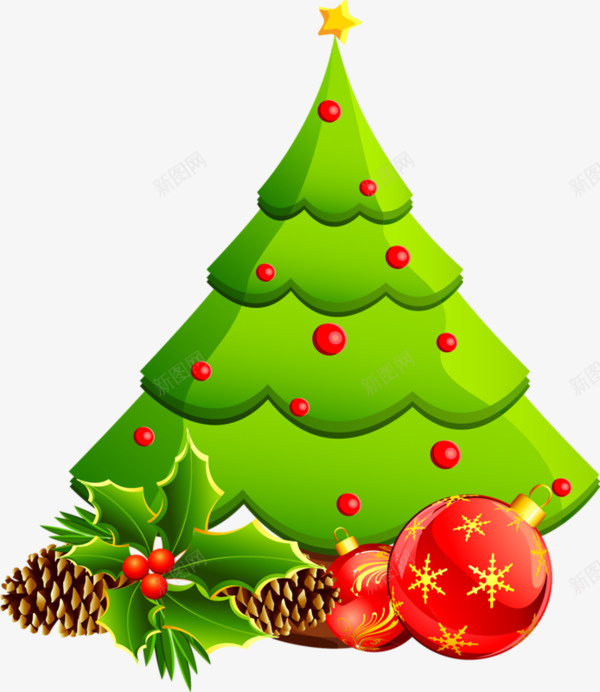 卡通圣诞树png免抠素材_新图网 https://ixintu.com 儿童 卡通 圣诞树 圣诞节 松果 绿色