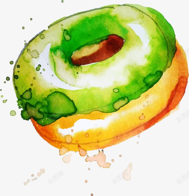 水彩食物png免抠素材_新图网 https://ixintu.com 水彩风格 甜甜圈 矢量食物