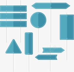 手绘蓝色扁平指示牌素材