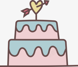 彩色婚礼花式蛋糕彩色手绘婚礼蛋糕元素矢量图图标高清图片