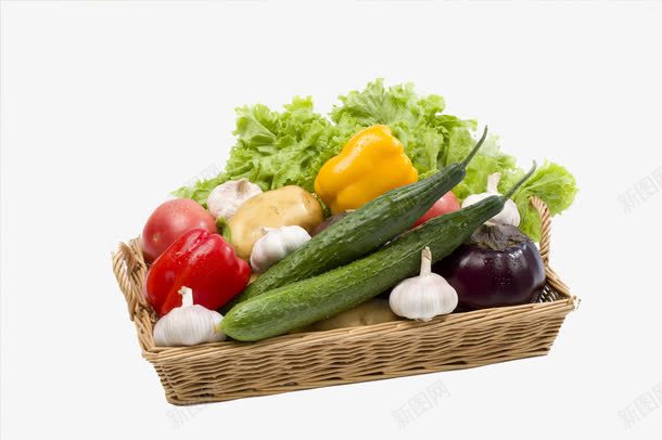 竹篮里的新鲜蔬菜png免抠素材_新图网 https://ixintu.com 新鲜 竹篮 蔬菜