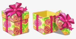 卡通彩色礼物盒粉色蝴蝶结素材