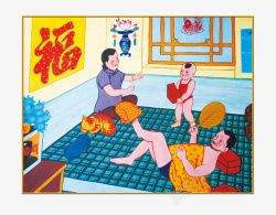 中国农民画中国民间纳凉艺术画高清图片