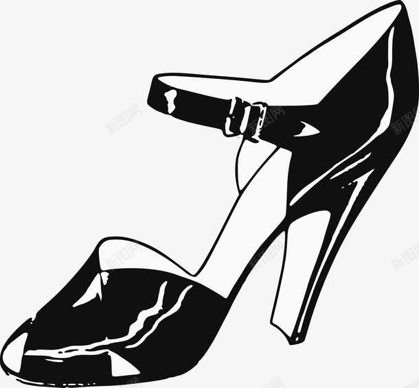 黑色高跟凉鞋png免抠素材_新图网 https://ixintu.com 凉鞋 图案设计 高跟凉鞋 黑色凉鞋