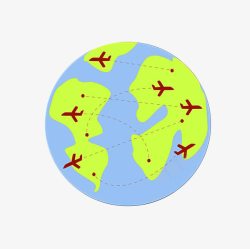 扁平环球旅行航空路线素材