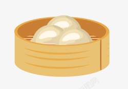 手绘蒸笼饺子美食素材