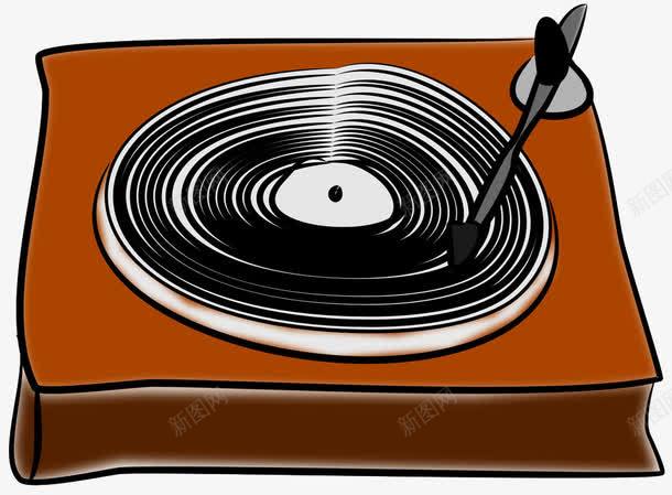 褐色唱片机png免抠素材_新图网 https://ixintu.com 卡通 唱片机 碟片 褐色