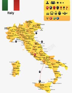 城市指南意大利商务旅游地图指南图标高清图片