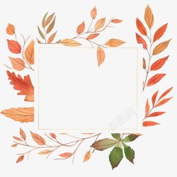 秋天橙色树叶字母花纹框平面DIY无缝贴图平铺库素材
