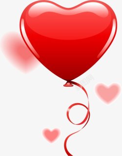 浪漫爱情情人节心形气球丝带PSDpsd源文件透明底素材