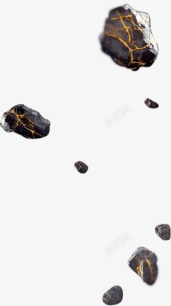 飞石黑色石块漂浮的石块素材
