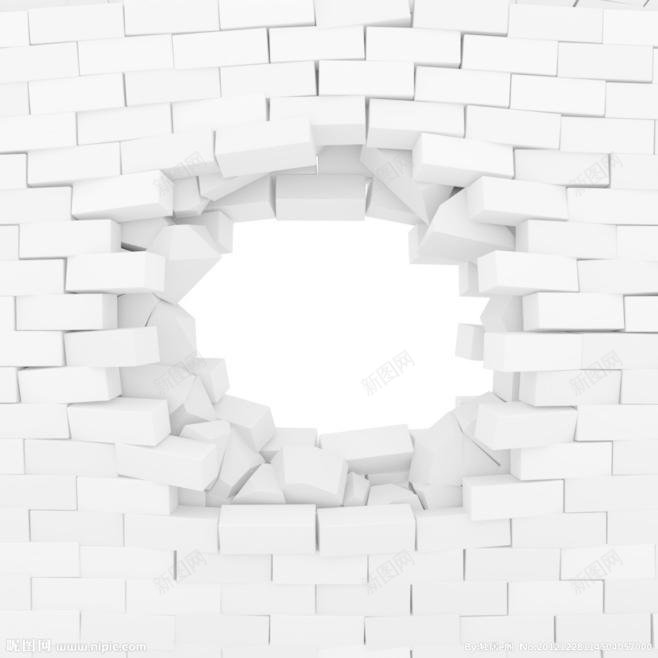 3D墙墙面砖块碰破裂痕裂洞库作品砖头jpg设计背景_新图网 https://ixintu.com HII